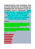 Consolidated Study Material for the Certificate of Fitness Examination for Indoor Place of Assembly Safety Personnel EXAM STUDY GUIDE 2026&sol;2027 ACCURATE QUESTIONS WITH CORRECT DETAILED SOLUTIONS &vert;&vert; 100&percnt; GUARANTEED PASS NEWEST VERSION &vert; Galen College of Nu
