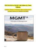 MGMT 13th Edition by Chuck Williams&colon; Test Bank for Chapters 1&ndash;18 &vert; Verified Questions & Answers for Management Exam Prep