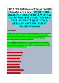 Fire Department of the City of New York &lpar;FDNY&rpar; P-98 Certificate of Fitness &ndash; Fuel Oil Transfer EXAM STUDY GUIDE 2026&sol;2027 ACCURATE QUESTIONS WITH CORRECT DETAILED SOLUTIONS &vert;&vert; 100&percnt; GUARANTEED PASS NEWEST VERSION &vert; Galen College of Nursing