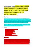 General Certificate of Secondary Education &lpar;GCSE&rpar; Computer Science Final Exam EXAM STUDY GUIDE 2026&sol;2027 ACCURATE QUESTIONS WITH CORRECT DETAILED SOLUTIONS &vert;&vert; 100&percnt; GUARANTEED PASS NEWEST VERSION &vert; Galen College of Nursing