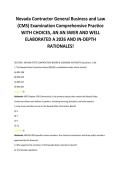 Nevada Contractor General Business and Law &NewLine;&lpar;CMS&rpar; Examination Comprehensive Practice &NewLine;WITH CHOICES&comma; AN AN SWER AND WELL &NewLine;ELABORATED A 2026 AND IN-DEPTH &NewLine;RATIONALES&excl;