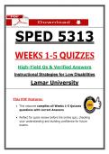 SPED 5313 Weeks 1-5 Quizzes &ndash; Low Disabilities &ndash; &lpar;2026&rpar; Actual Questions & Answers &lpar;LU&rpar; Guarantee Pass
