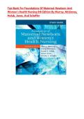 Test Bank for Foundations of Maternal-Newborn and Women&rsquo;s Health Nursing&comma; 8th Edition &lpar;Murray&comma; 2025&sol;2026&rpar;With Latest edition&period;