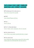 TLETA EXAM STUDY SHEET COMPLETE &NewLine;QUESTIONS AND CORRECT ANSWERS