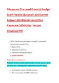 Minnesota Chartered Financial Analyst &NewLine;Exam Practice Questions And Correct &NewLine;Answers &lpar;Verified Answers&rpar; Plus &NewLine;Rationales 2026 Q&A &vert; Instant &NewLine;Download Pdf 