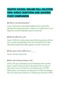 TRAFFIC SCHOOL ONLINE FULL SOLUTION &NewLine;VIEW AHEAD QUESTIONS AND ANSWERS &NewLine;STUDY COMPANION 