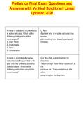 Pediatrics Final Exam Questions and&NewLine;Answers with Verified Solutions &vert; Latest&NewLine;Updated 2026