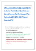 Ohio Advanced Cardiac Life Support &lpar;ACLS&rpar; Instructor Practice Exam Questions And Correct Answers &lpar;Verified Answers&rpar; Plus Rationales 2025&vert;2026 Q&A &vert; Instant Download Pdf