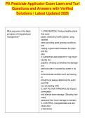 PA Pesticide Applicator Exam Lawn and Turf&NewLine;Questions and Answers with Verified&NewLine;Solutions &vert; Latest Updated 2026