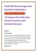 NCLEX-RN Pharmacology Practice Exam &vert; 20 NGN-Style Pain & Inflammation Questions with Rationales &vert; ATI Pharmacology Review &vert; Nursing Test Bank&NewLine;