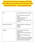 Colorado Pest Control Category 304 State&NewLine;Test &lpar;QS&rpar; Exam Questions and Answers with&NewLine;Verified Solutions &vert; Latest Updated 2026