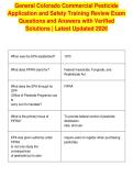 General Colorado Commercial Pesticide&NewLine;Application and Safety Training Review Exam&NewLine;Questions and Answers with Verified&NewLine;Solutions &vert; Latest Updated 2026