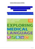 Exploring Medical Language 11th Edition Test Bank by Danielle LaFleur Brooks &vert; Complete Chapters 1&ndash;16 Exam Questions & Verified Answers
