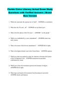 Florida Civics Literacy Actual Exam Study &NewLine;Questions with Verified Answers &vert; Brand &NewLine;New Version