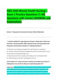 NSG 3450 Mental Health Nursing &ndash; &NewLine;Exam 2 Practice Questions &lpar;1&ndash;40&rpar;&NewLine;Questions with Correct ANSWERs and &NewLine;Explanations 