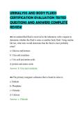 URINALYSIS AND BODY FLUIDS &NewLine;CERTIFICATION EVALUATION TESTED &NewLine;QUESTIONS AND ANSWERS COMPLETE &NewLine;REVIEW 