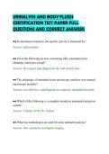 URINALYSIS AND BODY FLUIDS &NewLine;CERTIFICATION TEST PAPER FULL &NewLine;QUESTIONS AND CORRECT ANSWERS