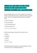 URINALYSIS AND BODY FLUIDS FINAL &NewLine;PAPER SOLVED QUESTIONS WITH &NewLine;VERIFIED ANSWERS FULL SOLUTION VIEW 