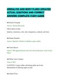 URINALYSIS AND BODY FLUIDS UPDATED &NewLine;ACTUAL QUESTIONS AND CORRECT &NewLine;ANSWERS COMPLETE STUDY GUIDE 
