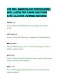 VET TECH IMMUNOLOGY CERTIFICATION &NewLine;EVALUATION TEST PAPER QUESTIONS &NewLine;AND SOLUTIONS VERIFIED RESOURCE 