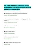 VET TECH IMMUNOLOGY STUDY GUIDE &NewLine;TEST PAPER QUESTIONS WITH THOROUGH &NewLine;ANSWER EXPLANATIONS 