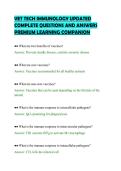 VET TECH IMMUNOLOGY UPDATED &NewLine;COMPLETE QUESTIONS AND ANSWERS &NewLine;PREMIUM LEARNING COMPANION