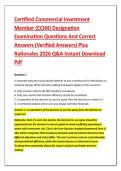 Certified Commercial Investment &NewLine;Member &lpar;CCIM&rpar; Designation &NewLine;Examination Questions And Correct &NewLine;Answers &lpar;Verified Answers&rpar; Plus &NewLine;Rationales 2026 Q&A Instant Download &NewLine;Pdf 