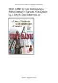 Law and Business Administration in Canada&comma; 15th Edition by James Everil Smyth &lpar;Author&rpar;&comma; Dan Soberman&comma; A&period; Easson&comma; Shelley McGill &lpar;TEST BANK&rpar;
