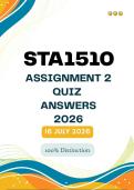 STA1510 Assignment 2 &vert;&vert;&lpar;Quiz Answers&rpar;&vert; Due Date 16 July 2026