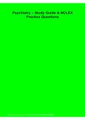 Psychiatry Study Guide & NCLEX Practice Questions &vert; Psychiatric Disorders&comma; Assessment&comma; Treatment&comma; Medications & Mental Health Nursing Review &vert; 2026&sol;2027 PDF