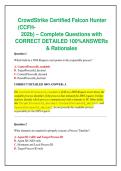 CrowdStrike Certified Falcon Hunter &NewLine;&lpar;CCFH- &NewLine;202b&rpar; &ndash; Complete Questions with &NewLine;CORRECT DETAILED 100&percnt;ANSWERs &NewLine;& Rationales  