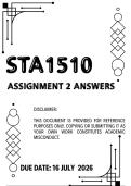 STA1510 Assignment  2 &lpar;2026&rpar; Complete Answers &vert; Due Date 16 July 2026