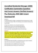 Accredited Residential Manager &lpar;ARM&rpar; &NewLine;Certification Examination Questions &NewLine;And Correct Answers &lpar;Verified Answers&rpar; &NewLine;Plus Rationales 2026 Q&A Instant &NewLine;Download Pdf 