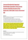 Licensed Residential Appraiser &NewLine;Examination Questions And Correct &NewLine;Answers &lpar;Verified Answers&rpar; Plus &NewLine;Rationales 2026 Q&A Instant Download &NewLine;Pdf