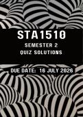 STA1510 Assignment 2 &lpar;Quiz&rpar; &lbrace;Due Date 16 July 2026