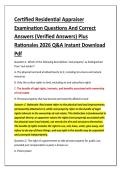 Certified Residential Appraiser &NewLine;Examination Questions And Correct &NewLine;Answers &lpar;Verified Answers&rpar; Plus &NewLine;Rationales 2026 Q&A Instant Download &NewLine;Pdf 