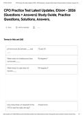 CPO Practice Test Latest Updates&comma; EXAM - 2026 &lpar;Questions &plus; Answers&rpar; Study Guide&comma; Practice Questions&comma; Solutions&comma; Answers&comma;&NewLine;&NewLine;