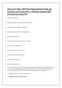 AHA ACLS FINAL WRITTEN EXAM 2024&sol;2025 EXAM with &NewLine;Questions and Answers&sol;Plus a Rationale Updated 2026 &NewLine;A&plus;&sol;Instant Download PDF 