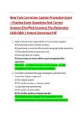 New York Correction Captain Promotion Exam&NewLine;&ndash; Practice Exam Questions And Correct&NewLine;Answers&lpar;Verified Answers&rpar; Plus Rationales&NewLine;2026&sol;2027 Q&A &vert; Instant Download Pdf