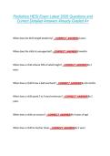 Pediatrics HESI Exam Latest 2026 Questions and &NewLine;Correct Detailed Answers Already Graded A&plus; 