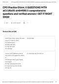 CPO Practice EXAM&comma; &vert;&vert; QUESTIONS WITH ACCURATE ANSWERS &vert;&vert; comprehensive questions and verified answers &vert; GET IT RIGHT &vert;2026&excl;&NewLine;&NewLine;
