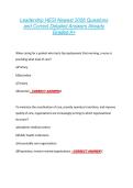 Leadership HESI Newest 2026 Questions &NewLine;and Correct Detailed Answers Already &NewLine;Graded A&plus; 