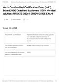 North Carolina Pest Certification Exam &lpar;set 1&rpar; Exam &lpar;2026&rpar; Questions & Answers &vert; 100&percnt; Verified solutions UPDATE &vert;2026&excl;&excl; STUDY GUIDE EXAM&NewLine;&NewLine;