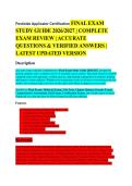Pesticide Applicator Certification Study Guide EXAM STUDY GUIDE 2026&sol;2027 ACCURATE QUESTIONS WITH CORRECT DETAILED SOLUTIONS &vert;&vert; 100&percnt; GUARANTEED PASS NEWEST VERSION