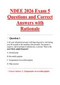 NDEE 2026 Exam 5 Questions and Correct Answers with Rationale