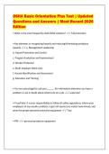 OSHA Basic Orientation Plus Test &vert; Updated&NewLine;Questions and Answers &vert; Most Recent 2026&NewLine;Edition