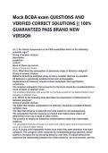 Board Certified Behavior Analyst &lpar;BCBA&rpar; Mock Exam EXAM STUDY GUIDE 2026&sol;2027 ACCURATE QUESTIONS WITH CORRECT DETAILED SOLUTIONS &vert;&vert; 100&percnt; GUARANTEED PASS NEWEST VERSION