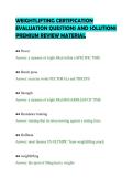 WEIGHTLIFTING CERTIFICATION &NewLine;EVALUATION QUESTIONS AND SOLUTIONS &NewLine;PREMIUM REVIEW MATERIAL