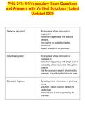 PHIL 247&colon; M4 Vocabulary Exam Questions&NewLine;and Answers with Verified Solutions &vert; Latest&NewLine;Updated 2026