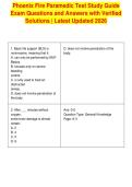 Phoenix Fire Paramedic Test Study Guide&NewLine;Exam Questions and Answers with Verified&NewLine;Solutions &vert; Latest Updated 2026